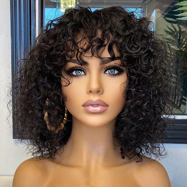 APP 2 For $159.9 | 12 Inches Ash Blonde Highlights Yaki Blunt Cut Bob Wig + 12 Inches Water Wave Minimalist Lace Wig - Image 2