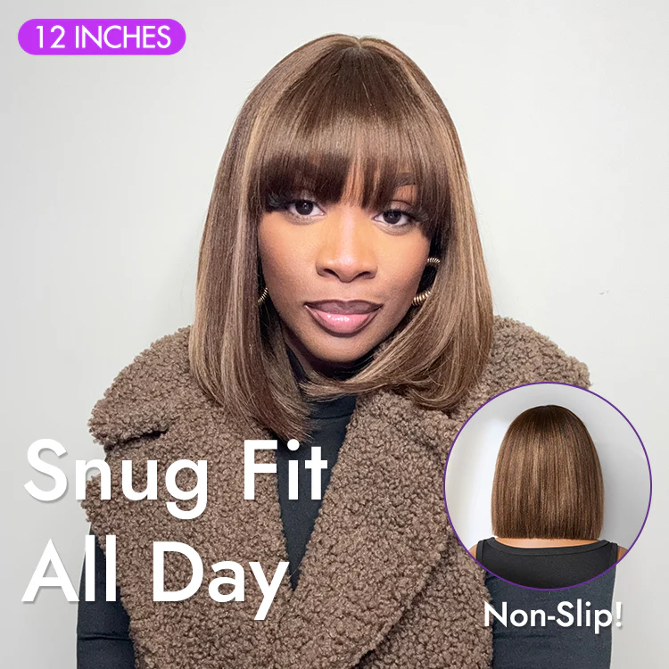 APP 2 For $159.9 | 12 Inches Ash Blonde Highlights Yaki Blunt Cut Bob Wig + 12 Inches Water Wave Minimalist Lace Wig - Image 5