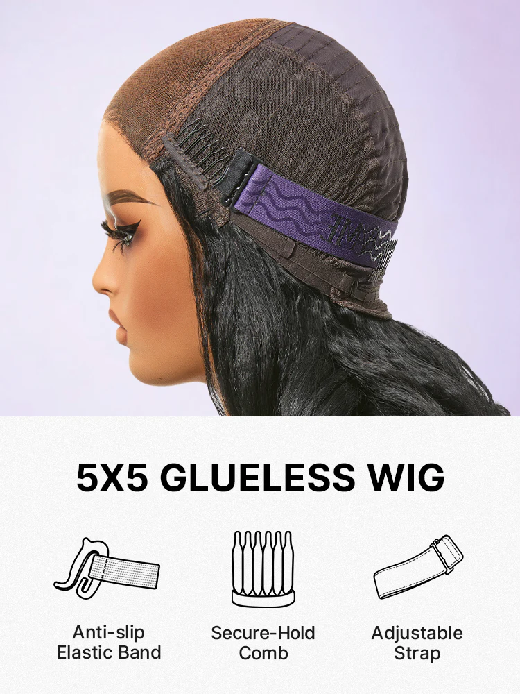 180% Density Effortless Natural Black Kinky Straight 5x5 HD Lace Loose Wave Wig Pre-cut Lace - Image 7