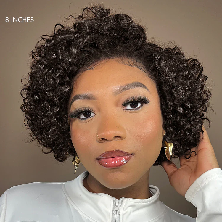 APP 2 For $159.9 | 8 Inches Curly Minimalist Pre Cut HD Lace Wig + 10 Inches Yaki Straight Minimalist Lace Bob Wig - Image 2