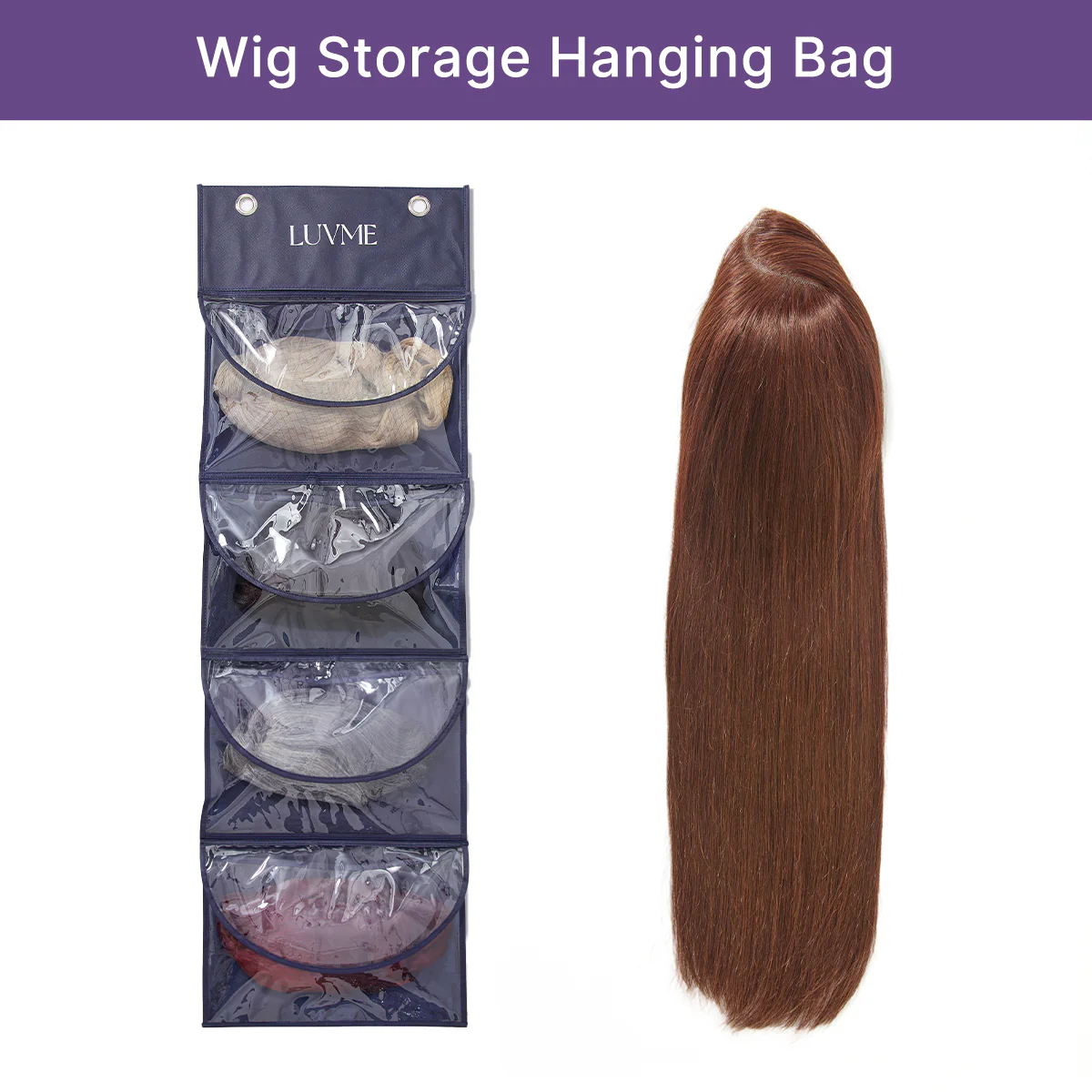 1pc / 2pcs LUVME 4-Pack Purple Wig Storage Bags, Dust-Proof Hair Extension Carriers | Add-on Item - Image 3