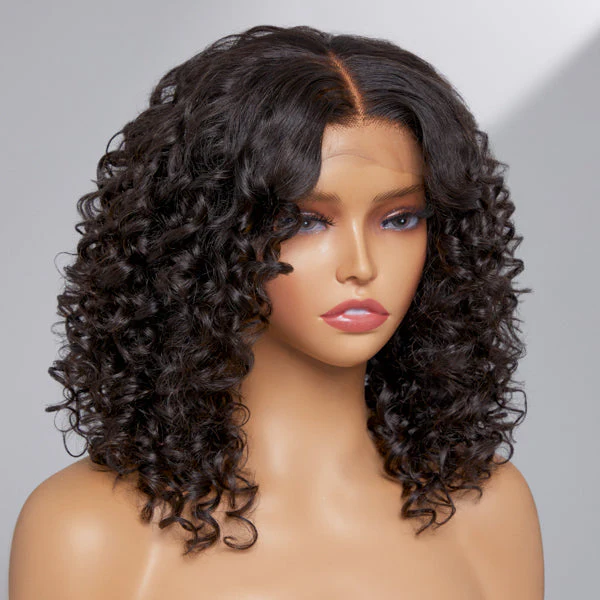 Casual Bouncy Curly 4x4 Closure Lace Glueless Mid Part Short Wig 100% Human Hair - Image 6