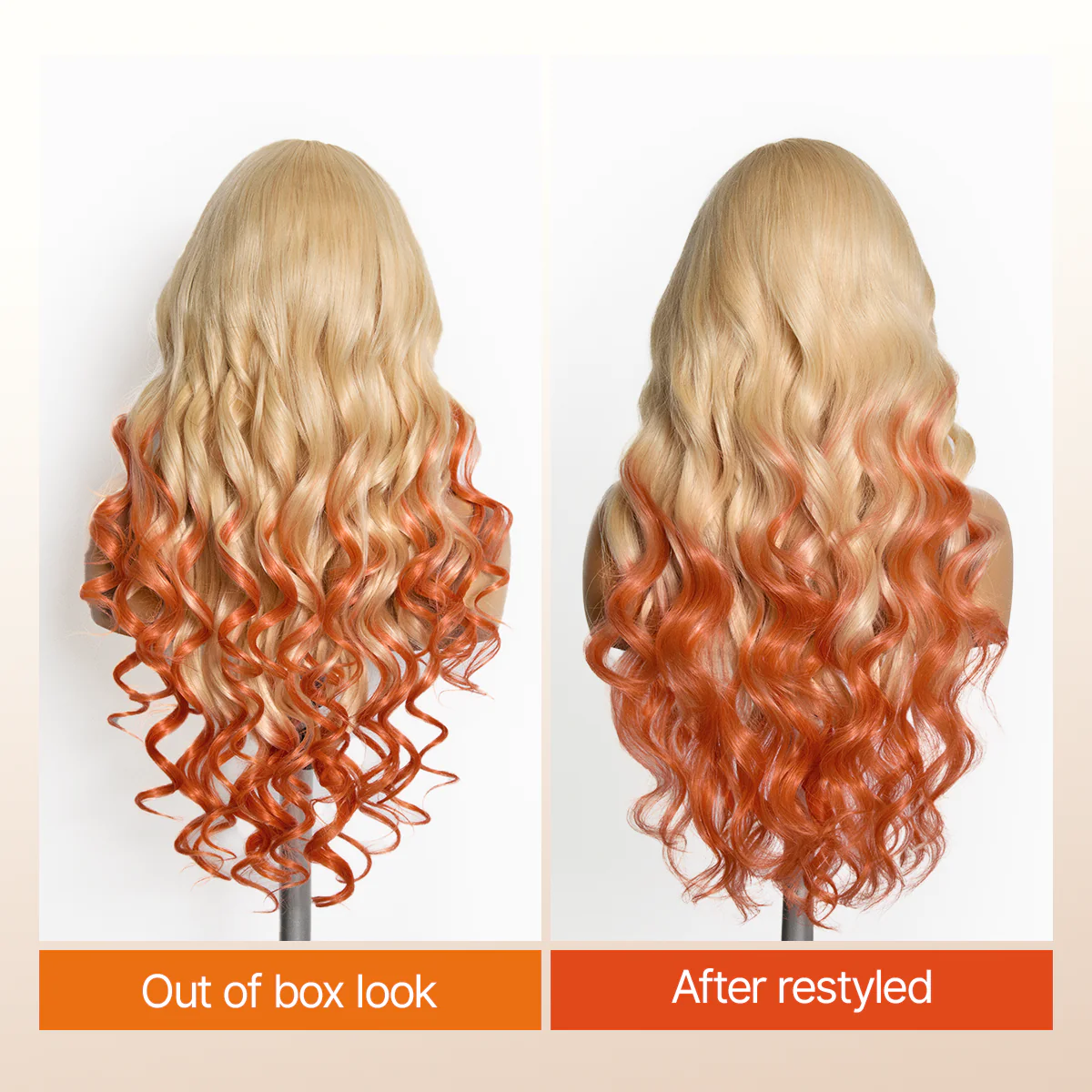 613 Blonde to Ginger Ombre Body Wave Glueless Ear-to-ear 13x4 HD Lace Front Wig Pre-Cut Lace Flexi-Fit Drawstring Cap - Image 7