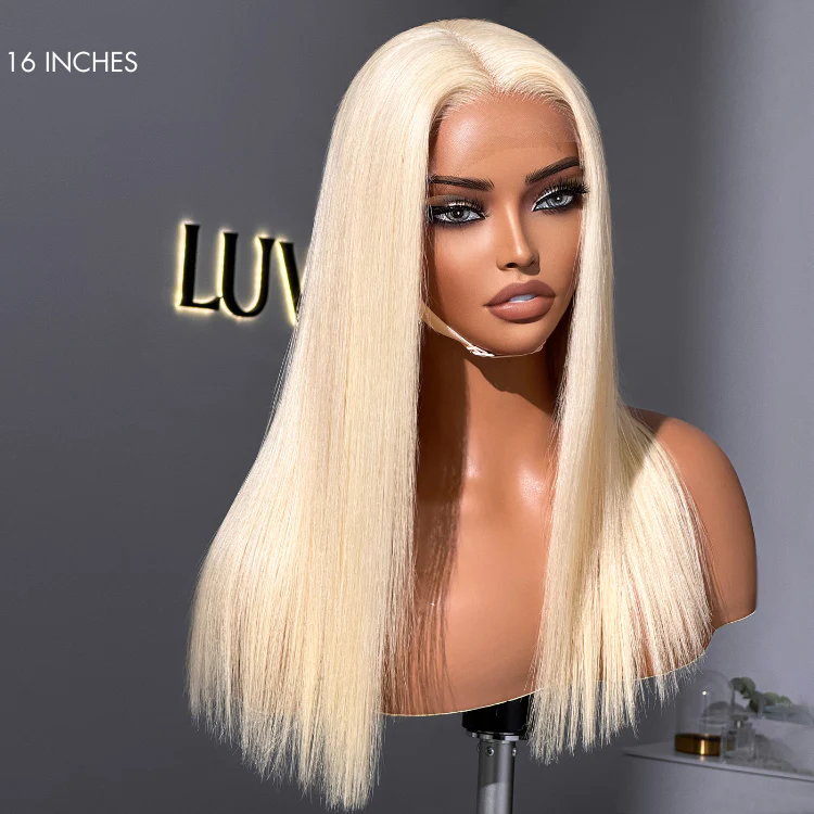 PreMax Wigs - 180% Density Easily Redyed 613 Silky Straight 5x5 Closure HD Lace Glueless Mid Part Long Wig Pre-cut & Plucked & Bleached - Image 8