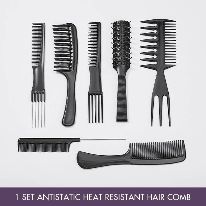 US Only | 7pcs / 1 Set Antistatic Heat Resistant Hair Comb Set for All Hair Types & Styles