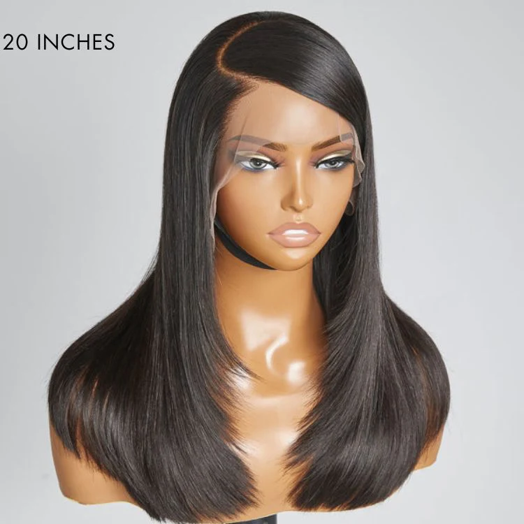 90s Inspired Side Swoop Silky Straight Glueless 13x4 Frontal Lace Long Wig 100% Human Hair - Image 3