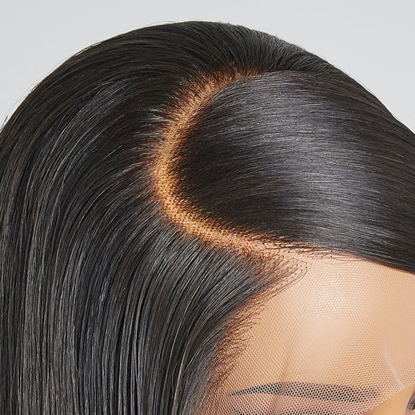 90s Inspired Side Swoop Silky Straight Glueless 13x4 Frontal Lace Long Wig 100% Human Hair - Image 4
