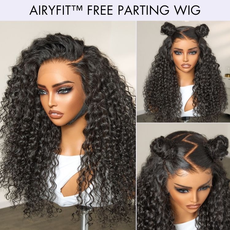 AirFit™ Scalp Care Wigs - Deep Parting Water Wave Human Hair Wig Glueless 11x6 Frontal HD Lace Curly Wig - Image 4