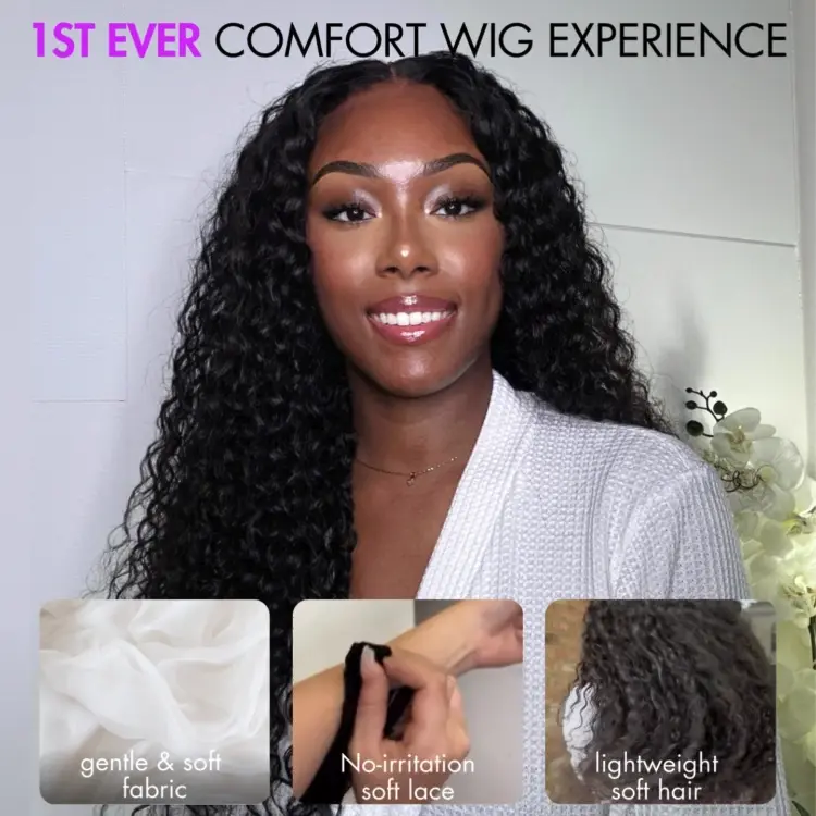 AiryFit™ Scalp Care Wigs | Effortless Water Wave Snugfit Glueless 5x5 Closure Pre-Cut Lace Curly Wig - Image 2