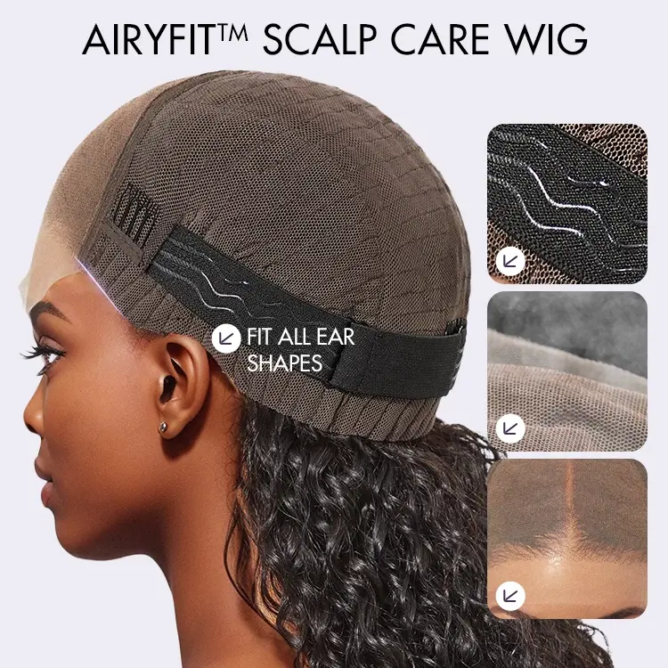 AiryFit™ Scalp Care Wigs - Blonde Highlight Water Wave Snugfit Glueless 5x5 Closure Lace Long Curly Wig Pre-Cut Lace - US Only - Image 4