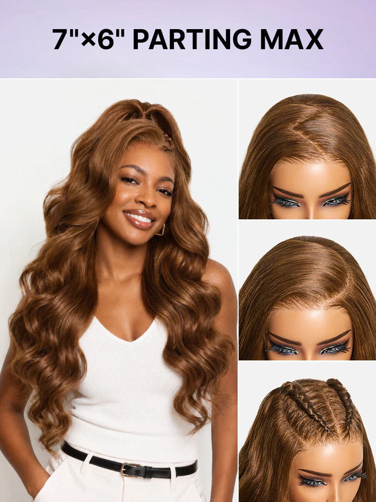 All Day Curl Hold Honey Chestnut Brown 180% Density Loose Wave 7x6 Closure HD Lace Glueless Wig Pre-Cut Lace - Image 9