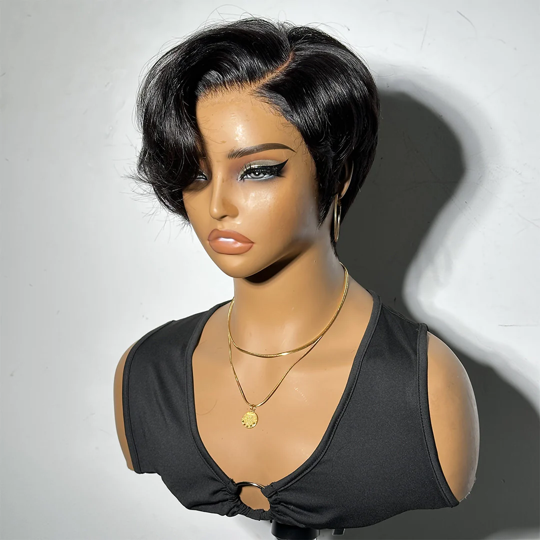 APP 2 For $199.9 | 18 Inches Trendy Curly Ear-to-ear Wide T Lace Front Wig + 6 Inches Affordable Pixie Cut Minimalist HD Lace Glueless Wig - Image 4