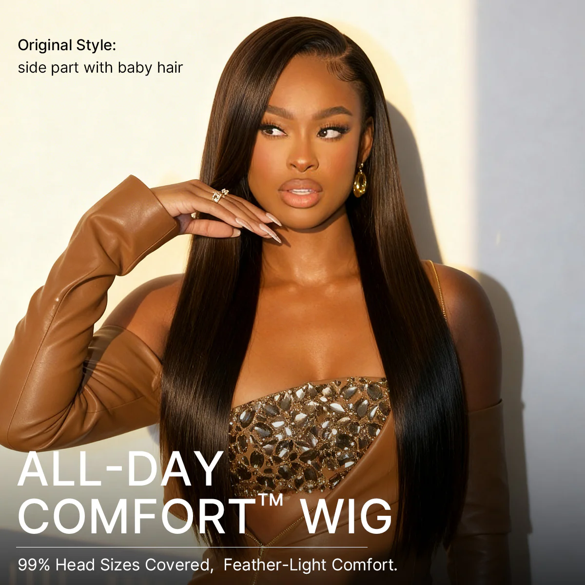 App Only | Luvme All-Day Comfort™ Wig 180% Density Bone Straight with Baby Hair PartingMax Glueless 7x6 Closure HD Lace Wig Pre-Cut Lace - Image 3