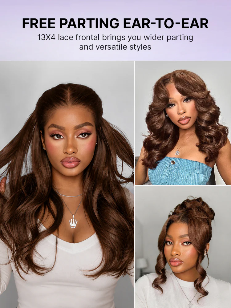 App Only | Rich Chocolate Brown Silky Straight 180% Density Glueless 13x4 Lace Frontal Wig Pre-Cut Lace - Image 6