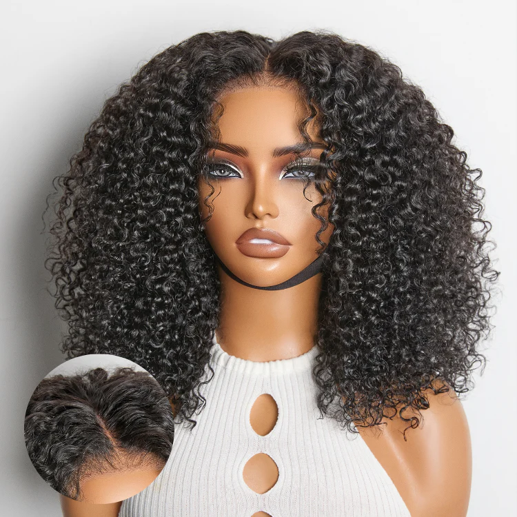 Beginner Friendly 200% Density Glueless 5x5 Closure Pre-Cut Lace Afro Curly Wig One Size Fits All Cap