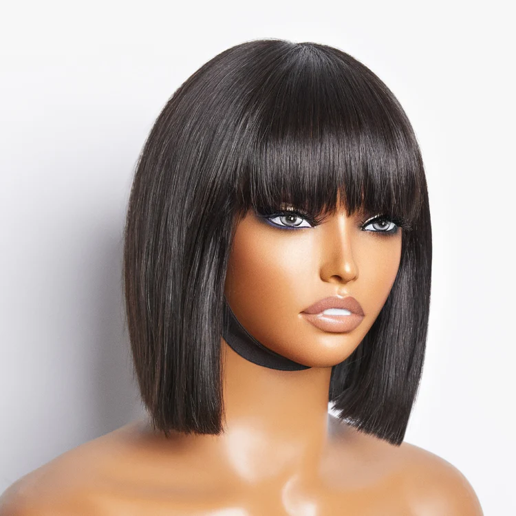 Beginner Friendly Glueless Silky Straight Bob Wig With Bangs Face-Framing - Image 3