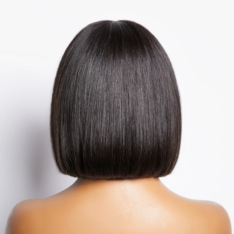 Beginner Friendly Glueless Silky Straight Bob Wig With Bangs Face-Framing - Image 4