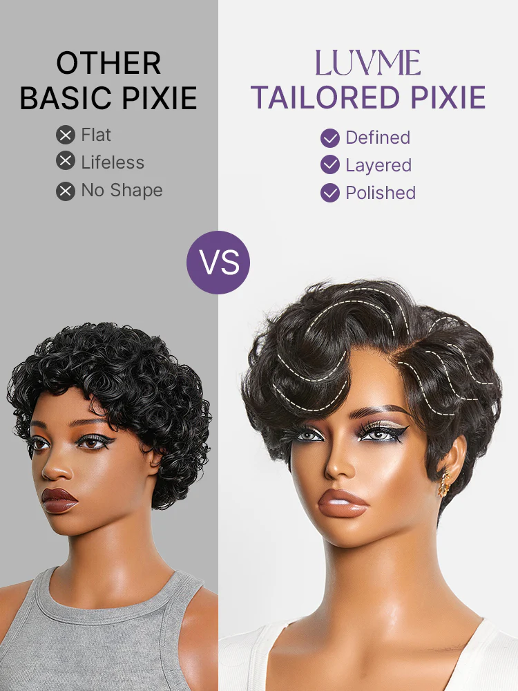 Beginner Friendly Natural Black Lightweight Roll Curl Glueless Minimalist HD Lace Short Pixie Cut Wig Pre Cut Lace - Image 5