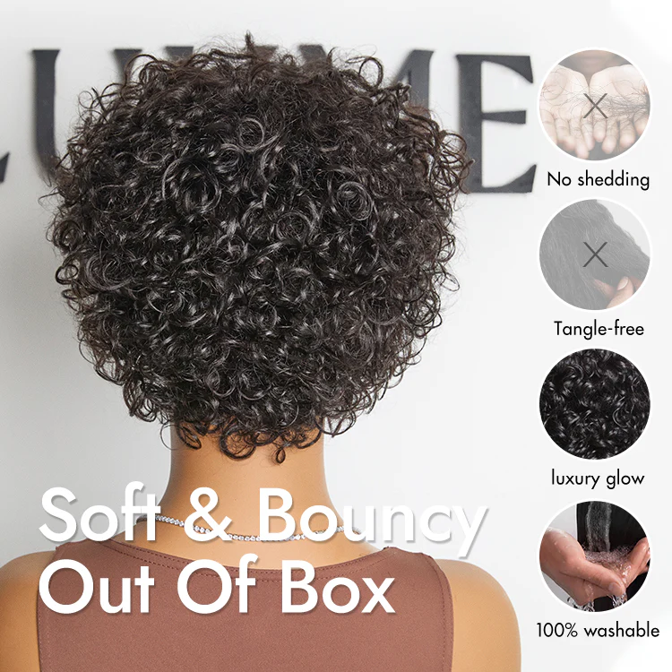 Beginner Friendly Throw On & Go Short Bouncy Curls with Bangs Glueless Wig 100% Human Hair - US Only - Image 4