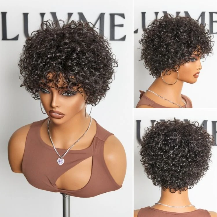 Beginner Friendly Throw On & Go Short Bouncy Curls with Bangs Glueless Wig 100% Human Hair - US Only - Image 5