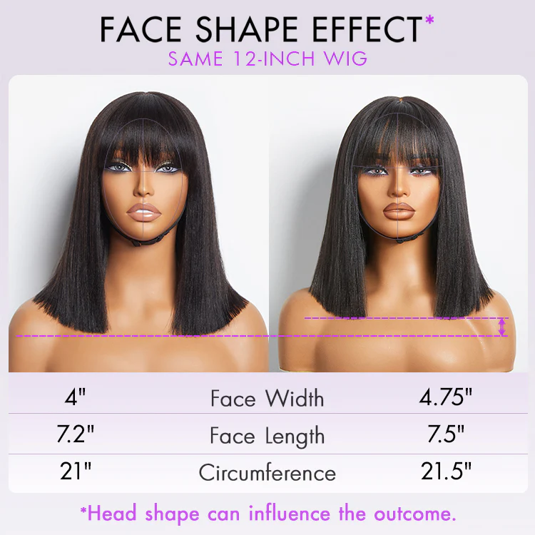 Beginner Friendly Yaki Straight Blunt Cut Bob with Bangs Glueless Minimalist Lace Wig - US Only - Image 6
