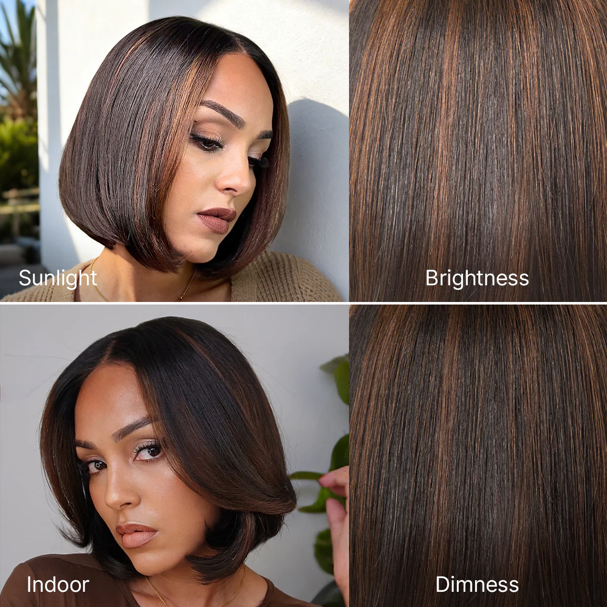 Blonde Highlight / Brown Highlight Short Layered Bob Wig Glueless 5x5 Closure Pre-Cut Lace Wig - Image 21
