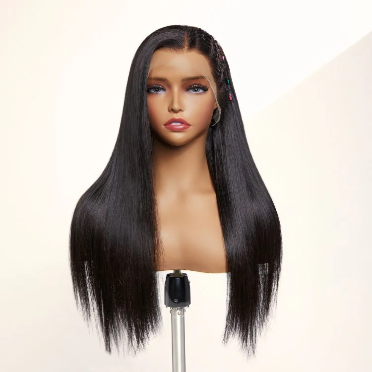 PreMax Wigs | 200% Density Natural Black Left Side Braids Straight 13x4 Frontal HD Lace Long Wig  - US Only - Image 3