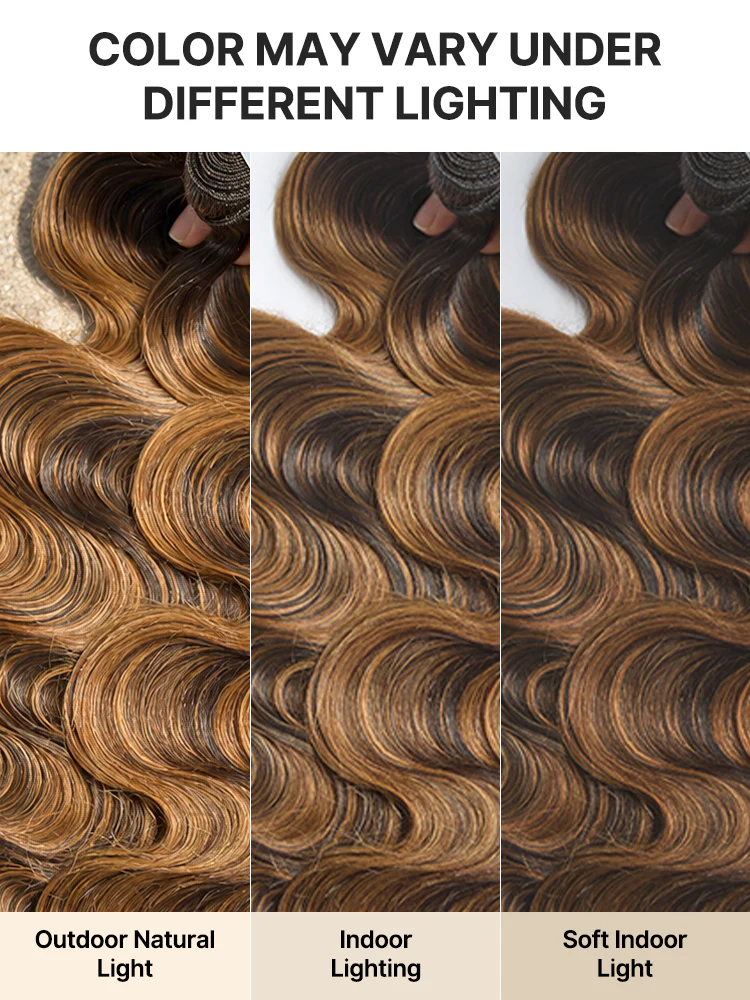Brown Highlight Body Wave Bundles 100% Premium Remy Human Hair Bundles 1pc / 3pcs - Image 10