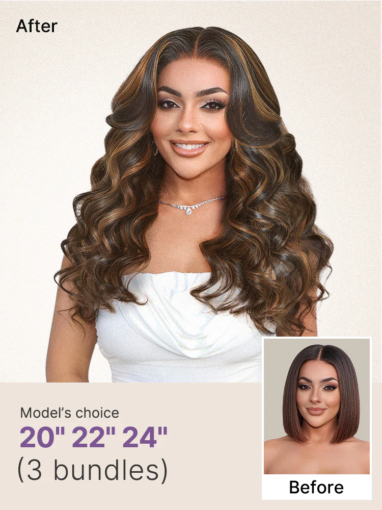 Brown Highlight Body Wave Bundles 100% Premium Remy Human Hair Bundles 1pc / 3pcs - Image 3