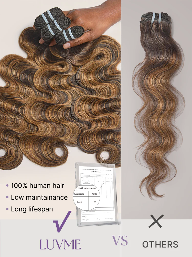 Brown Highlight Body Wave Bundles 100% Premium Remy Human Hair Bundles 1pc / 3pcs - Image 8