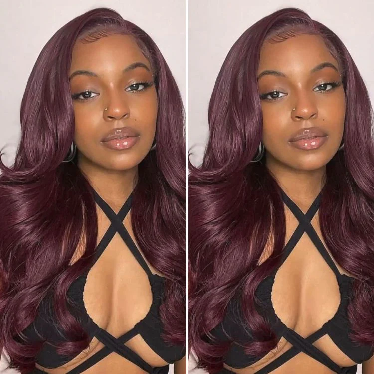Chic Burgundy 99J Layered Cut Loose Body Wave Glueless 5x5 Closure Lace Wig Pre-Cut Lace - US Only