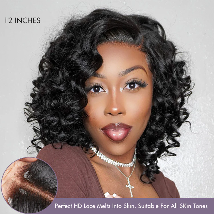 Effortless Elegance Copper Highlight / Natural Black Bouncy Curl Wig Minimalist HD Lace Glueless Wig Pre-Cut Lace - Image 9