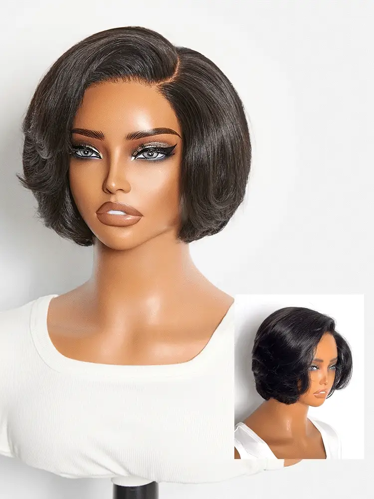 Elegant Natural Black Layered Short Pixie Cut Minimalist HD Lace Wig Pre-cut Lace