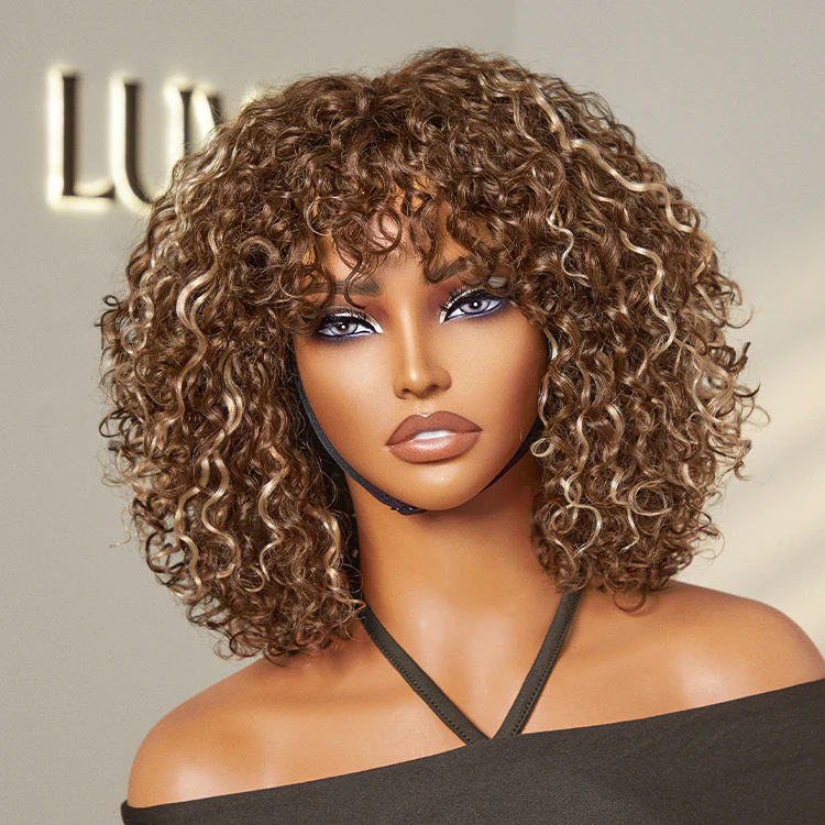 Exclusive Sale | Beginner Friendly Water Wave Minimalist Lace Glueless Short Wig with Bangs - Image 13