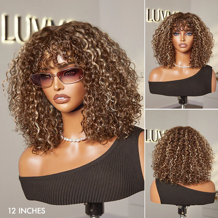 Exclusive Sale | Beginner Friendly Water Wave Minimalist Lace Glueless Short Wig with Bangs - Image 14