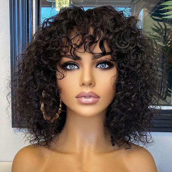 Exclusive Sale | Beginner Friendly Water Wave Minimalist Lace Glueless Short Wig with Bangs - Image 2