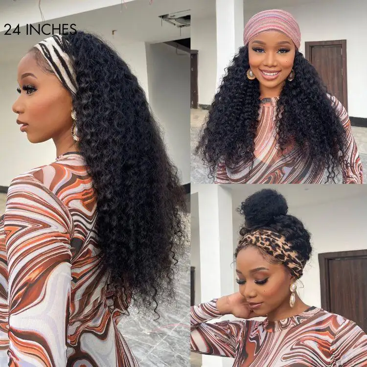Exclusive Sale | Black Deep Wave Headband Wig (Get Free Trendy Headbands) - Image 10