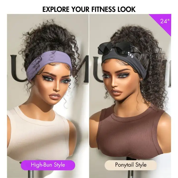 Exclusive Sale | Black Deep Wave Headband Wig (Get Free Trendy Headbands) - Image 2