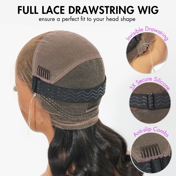 Exclusive Sale | Luvme Hair Full Lace Classy Natural Black Body Wave / Straight Free Parting Half Up Half Down Wig - Image 12
