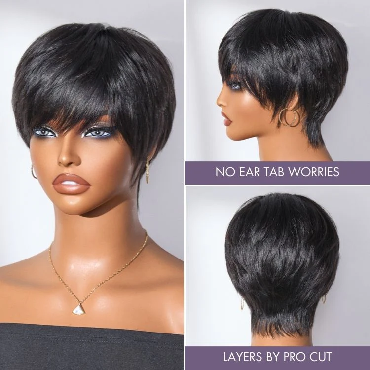 Exclusive Sale | Throw On & Go Short Cut with Bangs Wig Ultra Comfort Cotton Cap Glueless Wig Hair Loss Friendly - US Only - Image 5