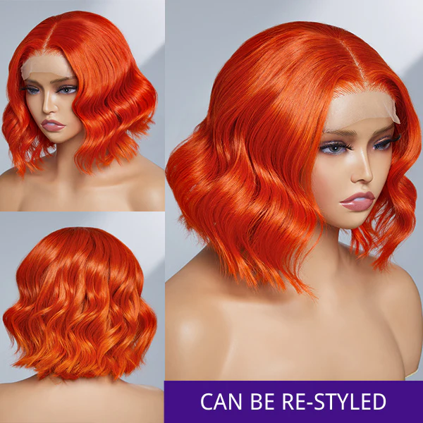 Luvme Fiery Orange Glueless 4x4 Closure Bob Wig 100% Human Hair - Image 2