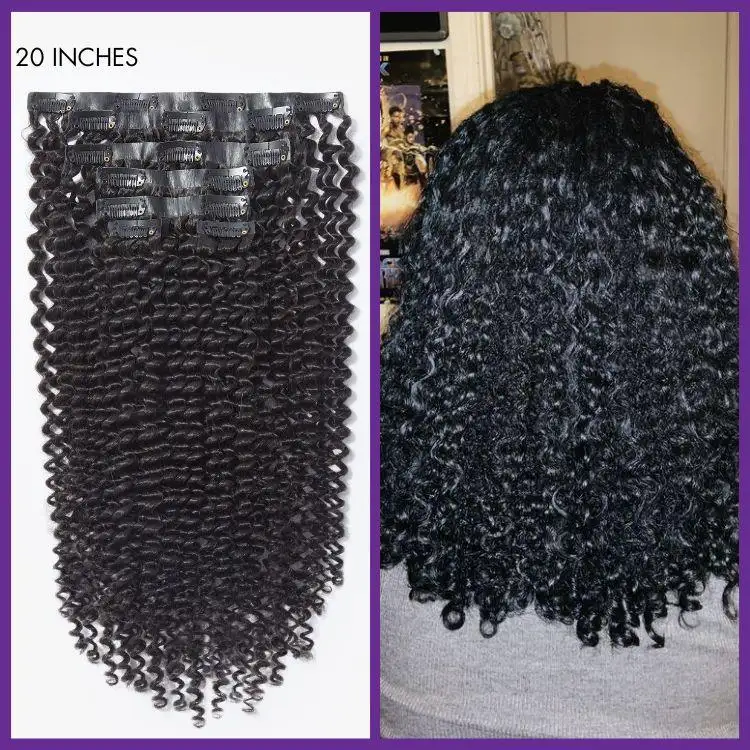 Kinky Curly Seamless Clip in Extensions Real Human Hair Pieces 135g 9pcs / 7pcs with Free Gift - Image 4