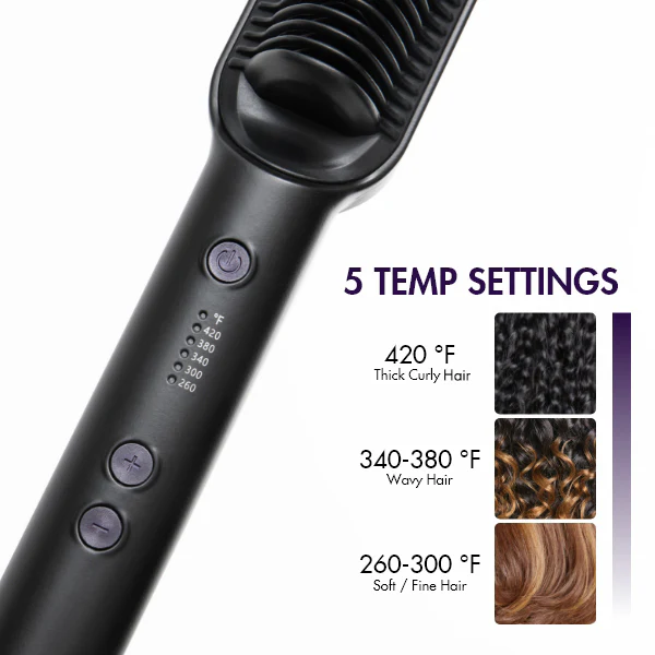 Hair Straightener Comb with US Plug, Built-in Ceramic Heating Plate, 20s Fast Heating & 5 Temp Settings & Anti-Scald for Professional Salon at Home | US Only - Image 3