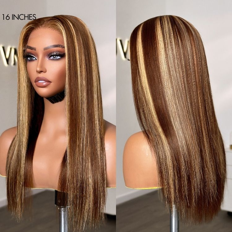 Luvme Hair 180% Density Honey Blonde Highlight Silky Straight Glueless 5x5 Closure HD Lace Long Wig - Image 6