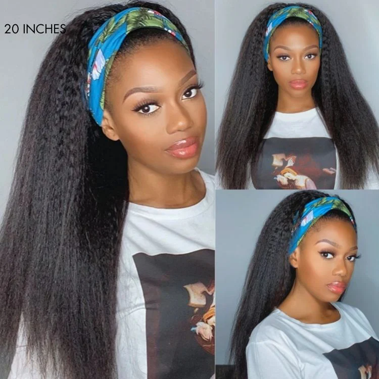 Put On & Go Glueless Kinky Straight Headband Long Wig 100% Human Hair (Get Free Trendy Headbands) - US ONLY - Image 4