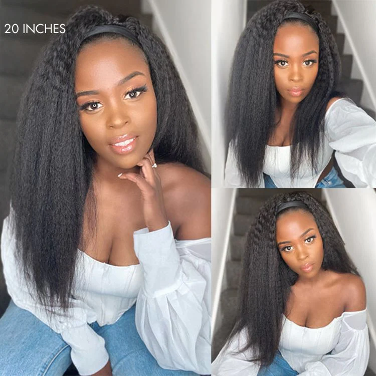 Put On & Go Glueless Kinky Straight Headband Long Wig 100% Human Hair (Get Free Trendy Headbands) - US ONLY - Image 5