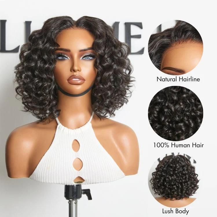 Lightweight & Voluminous Beach Wave Glueless 13x4 Lace Front Short Wig for Summer Pre-Cut Lace - Image 5
