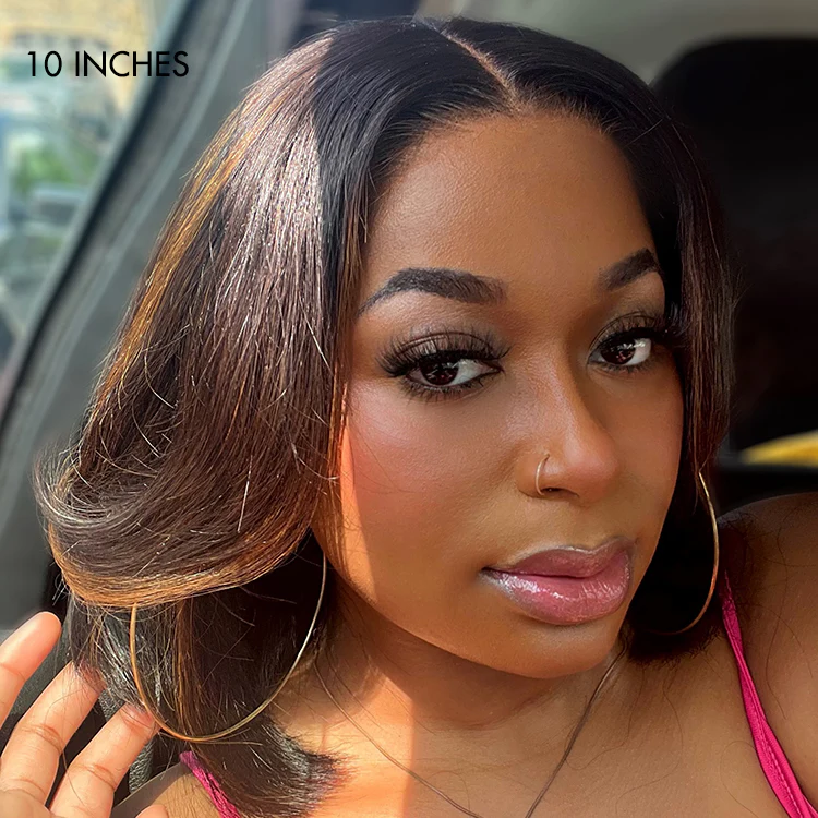 Limited Design | Blonde Highlights Glueless 5x5 Closure HD Lace Stacked Bob Wig | Large & Small Cap Size - Image 10