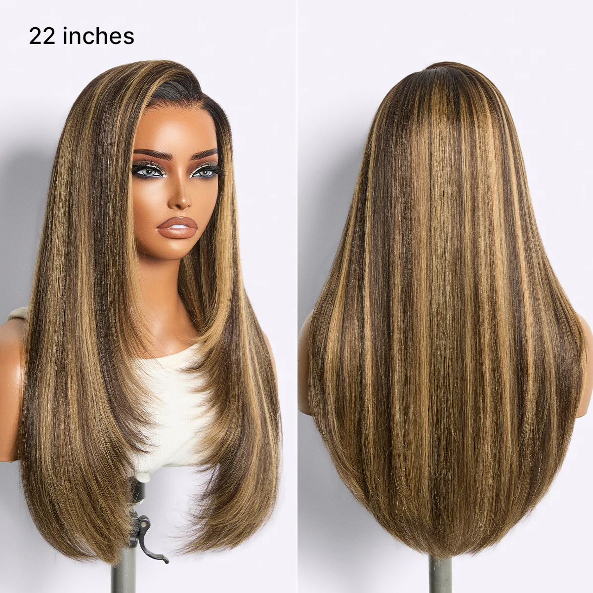 Luvme All-Day Comfort Wig 180% Density Blonde Highlight Butterfly Cut Layered Light Yaki Straight Glueless 7x6 Closure HD Lace Wig Pre-Cut Lace - Image 12