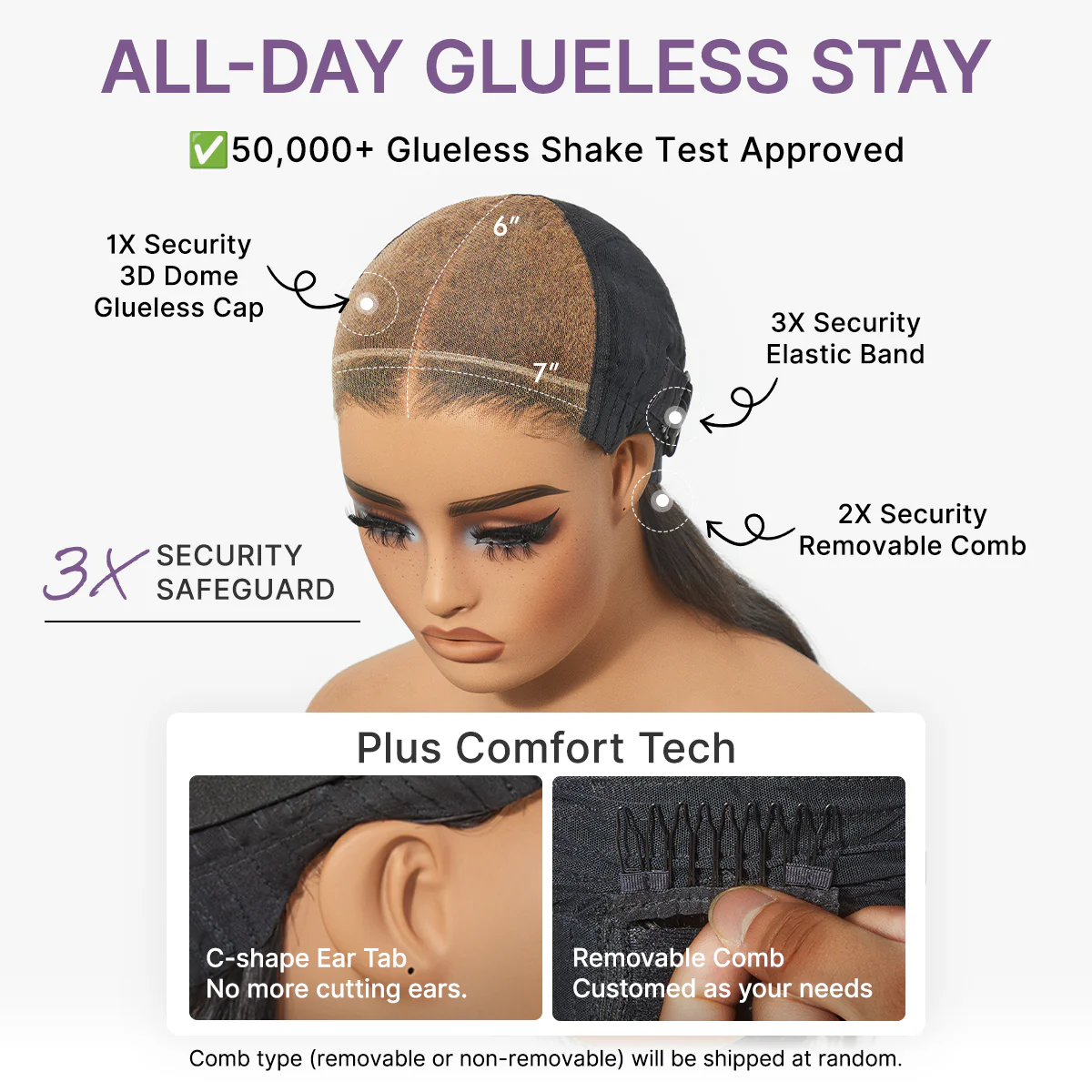 US Only | Luvme All-Day Comfort™ Wig 180% / 250% Density Bone Straight with Baby Hair PartingMax Glueless 7x6 Closure HD Lace Wig Pre-Cut Lace - Image 16